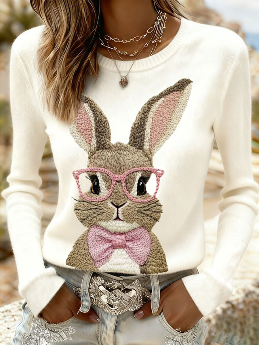 Women's Easter Bunny Print Casual Sweatshirt