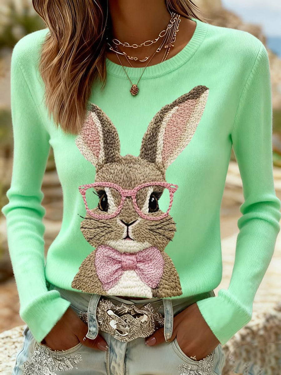 Women's Easter Bunny Print Casual Sweatshirt