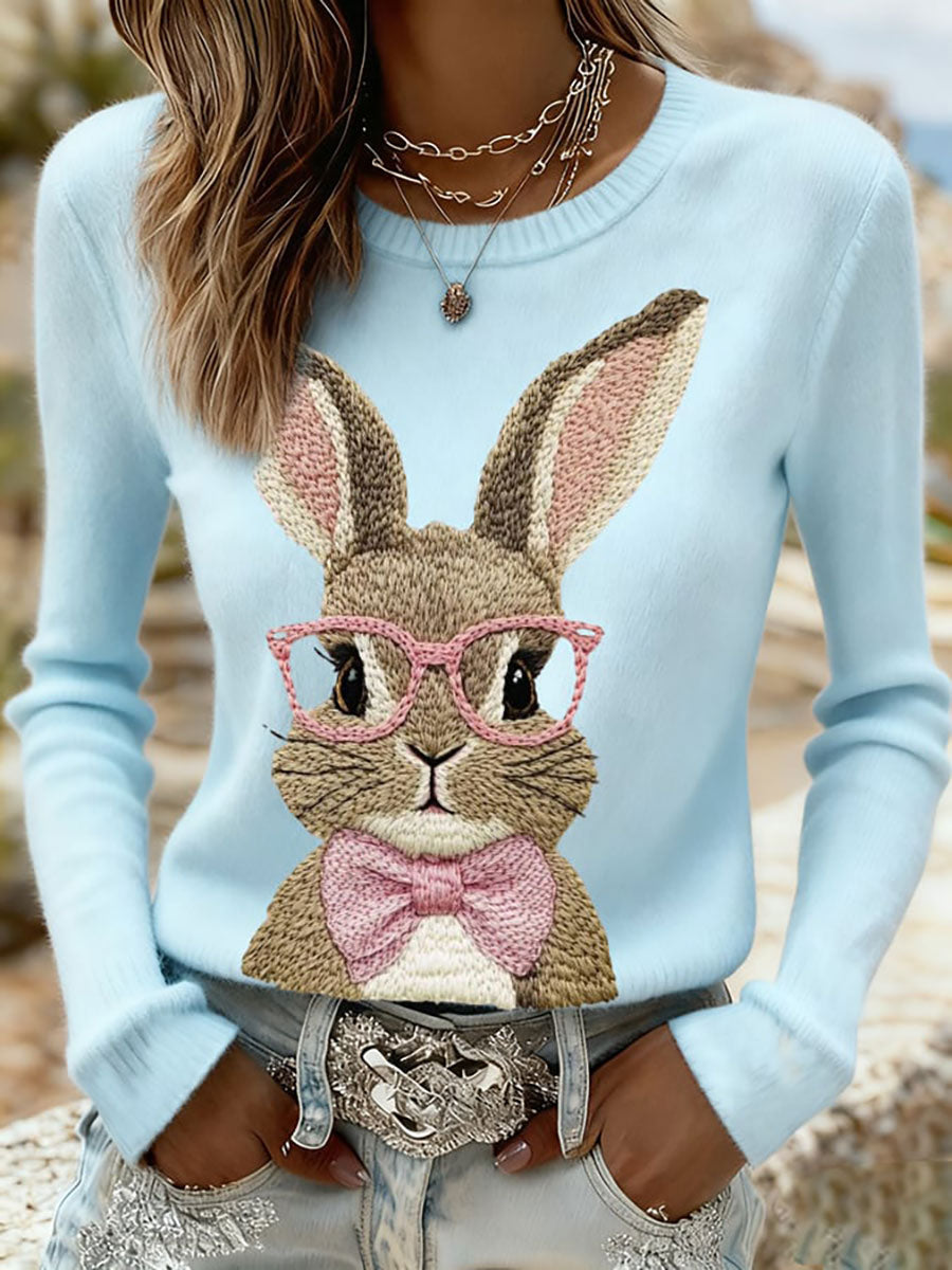 Women's Easter Bunny Print Casual Sweatshirt