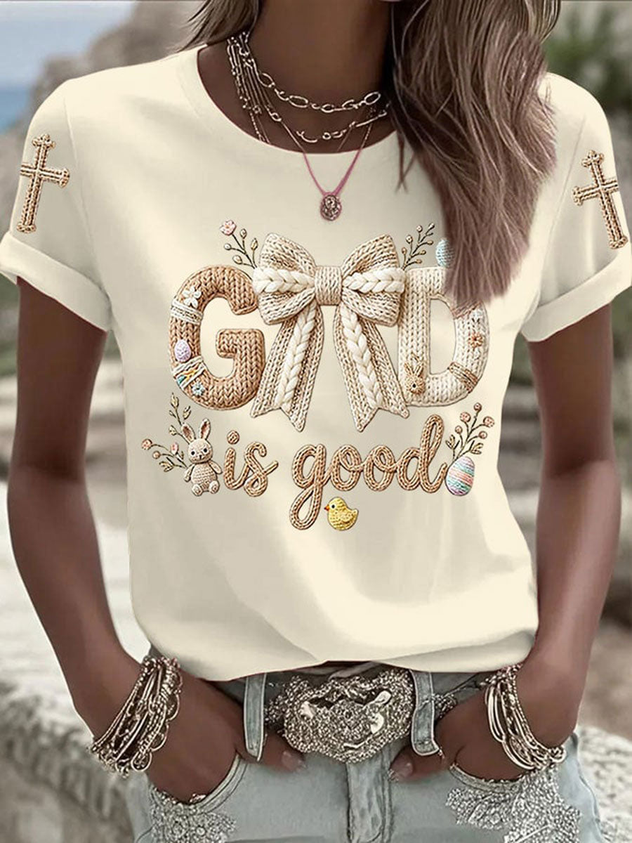 Women's Easter Bunny Print Casual T-Shirt