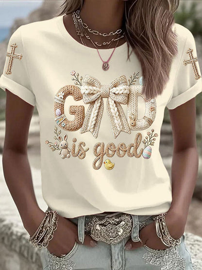 Women's Easter Bunny Print Casual T-Shirt