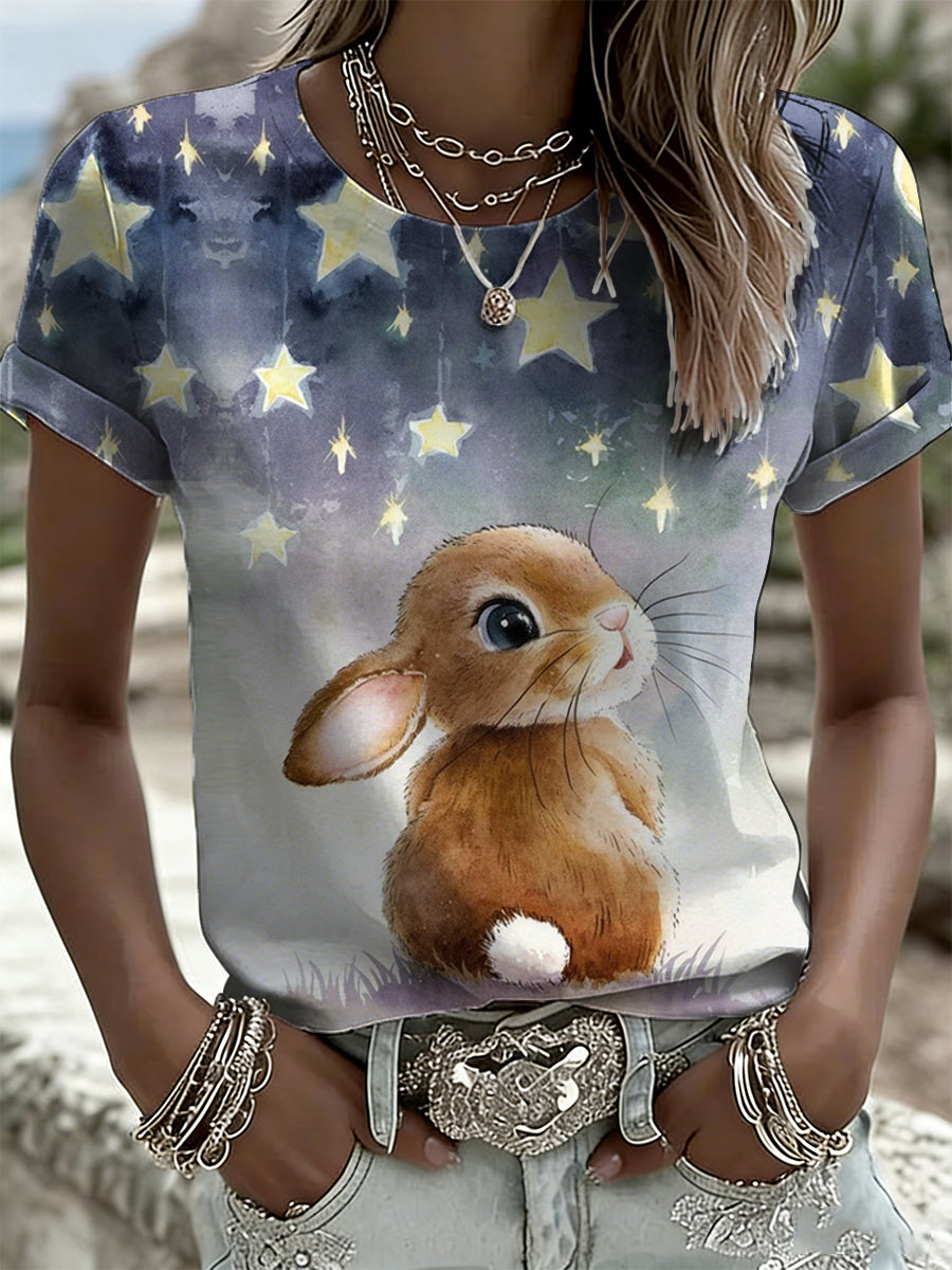 Women's Easter Bunny Print T-Shirt
