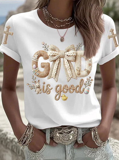Women's Easter Bunny Print Casual T-Shirt