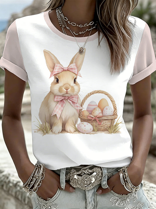 Women's Easter Bunny Print T-Shirt