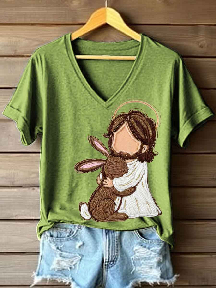Women's Jesus And Bunny Crochet Pattern T-Shirt