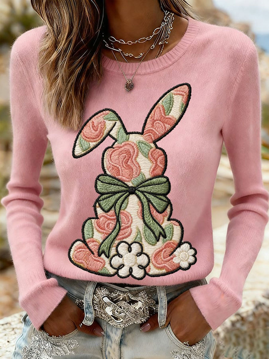 Women's Easter Bunny Print Casual Sweatshirt
