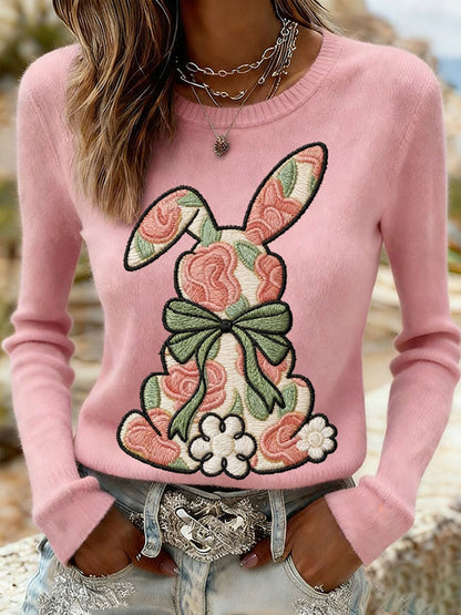 Women's Easter Bunny Print Casual Sweatshirt