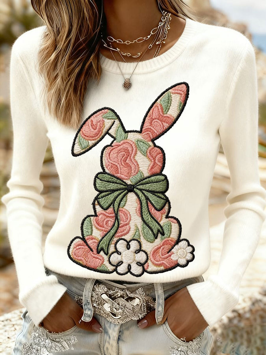 Women's Easter Bunny Print Casual Sweatshirt