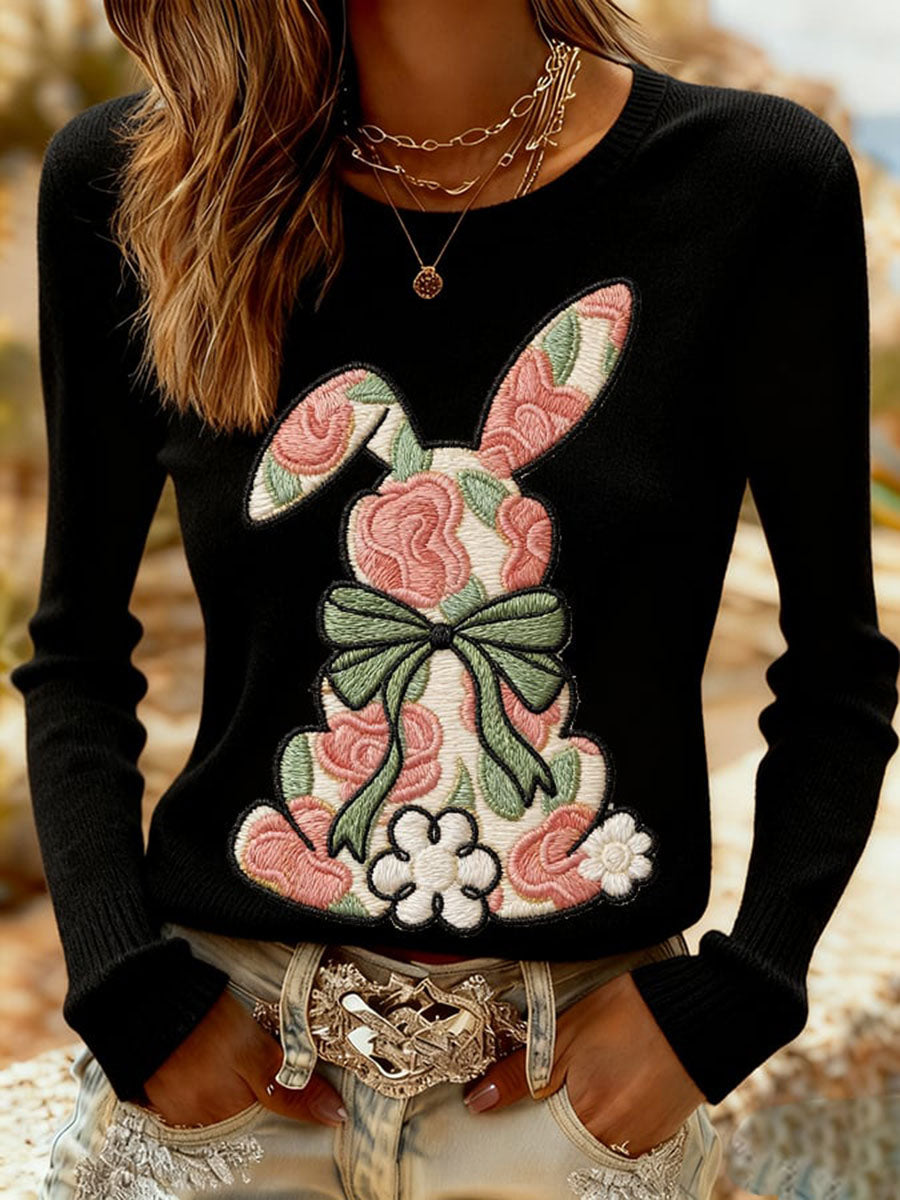 Women's Easter Bunny Print Casual Sweatshirt