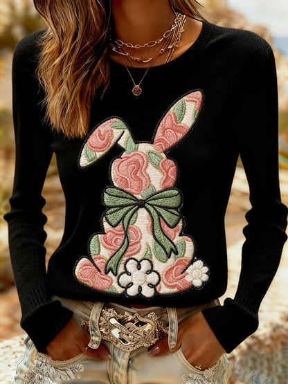 Women's Easter Bunny Print Casual Sweatshirt