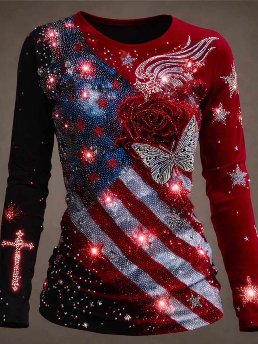 Women's American-style long-sleeve T-shirt