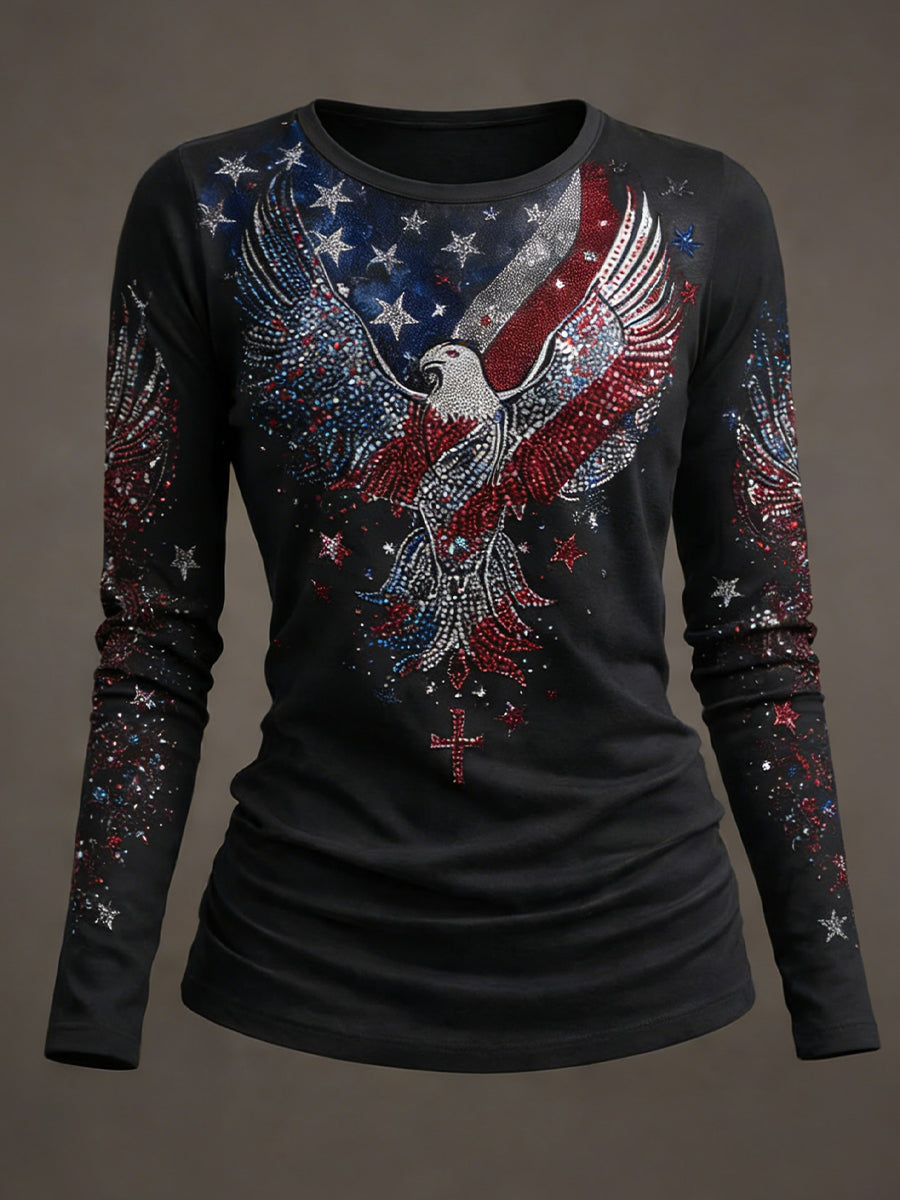 Women's American-style long-sleeve T-shirt