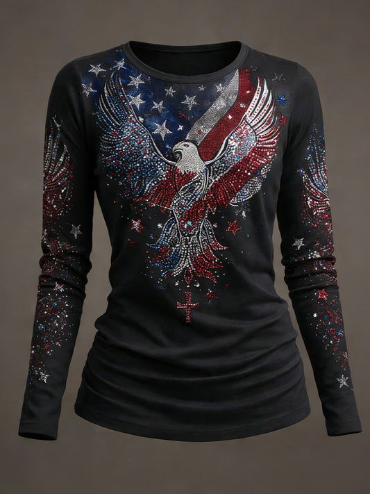 Women's American-style long-sleeve T-shirt