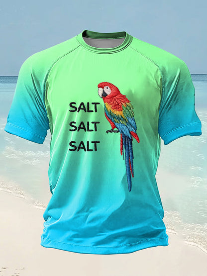 Men's Salt Salt Salt  Parrot Day Printed short sleeve t-shirt