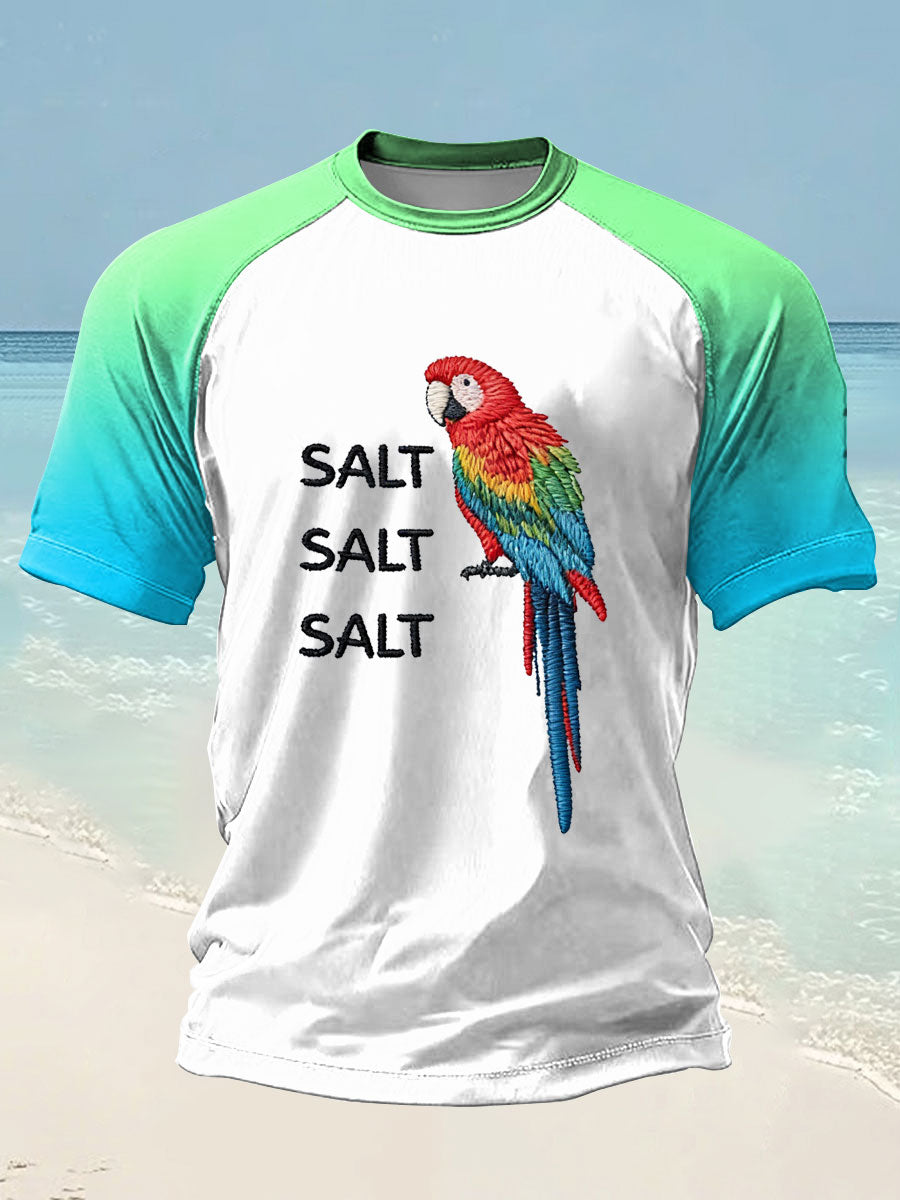 Men's Salt Salt Salt  Parrot Day Printed short sleeve t-shirt