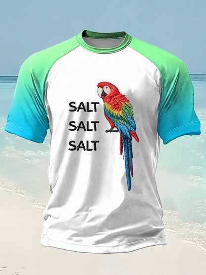 Men's Salt Salt Salt  Parrot Day Printed short sleeve t-shirt