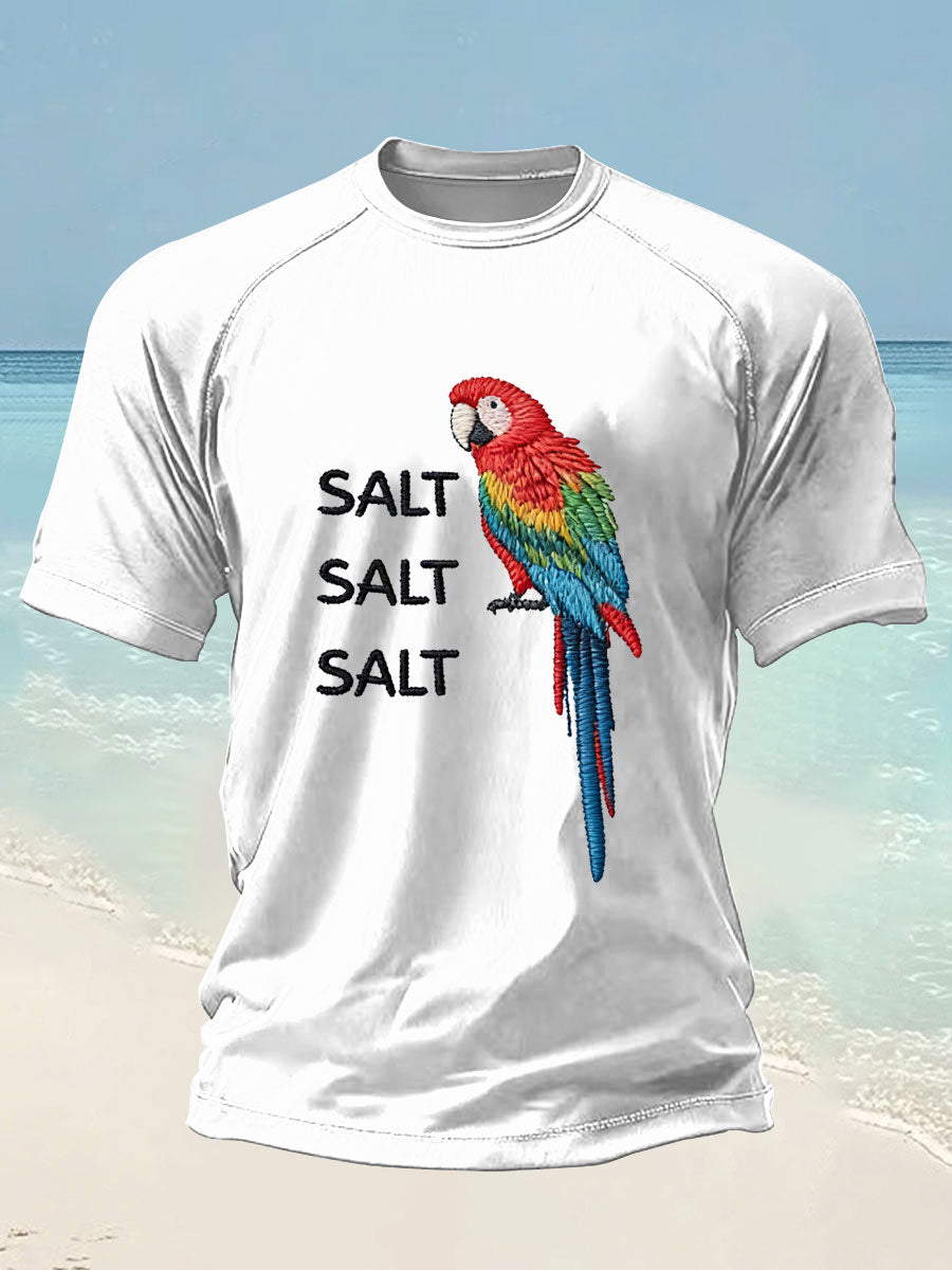 Men's Salt Salt Salt  Parrot Day Printed short sleeve t-shirt