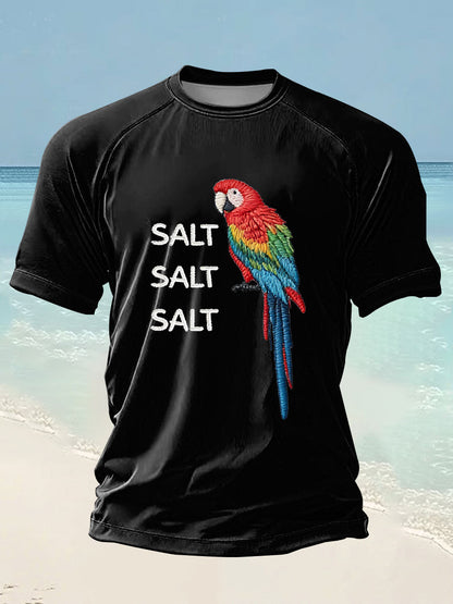 Men's Salt Salt Salt  Parrot Day Printed short sleeve t-shirt