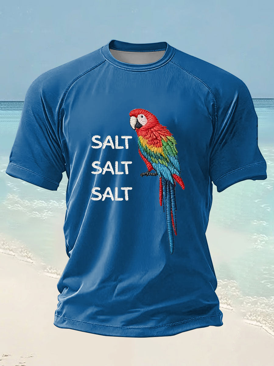 Men's Salt Salt Salt  Parrot Day Printed short sleeve t-shirt