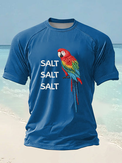 Men's Salt Salt Salt  Parrot Day Printed short sleeve t-shirt