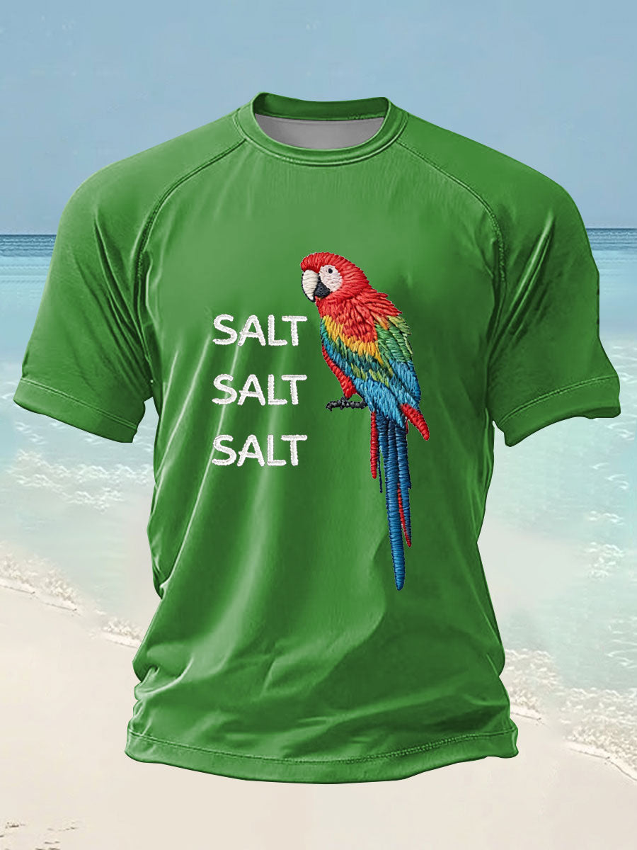 Men's Salt Salt Salt  Parrot Day Printed short sleeve t-shirt