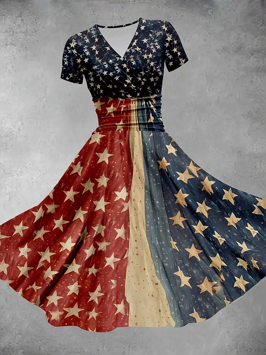 Women's Patriotic Flag Print Dress