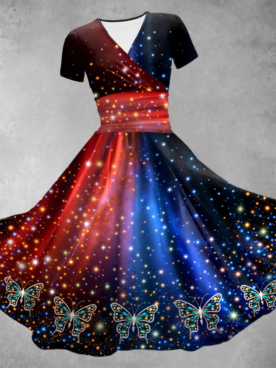 Women's Patriotic Butterfly Print Dress