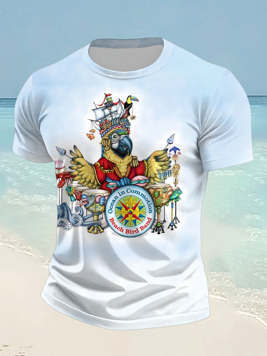 Men's Holiday Retirement Parrot Print short sleeves t-shirt