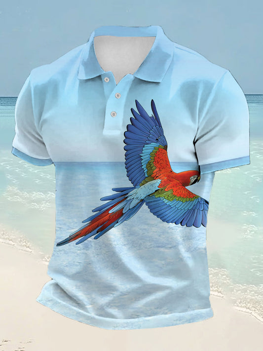 Men's Holiday Retirement Parrot Print polo shirt