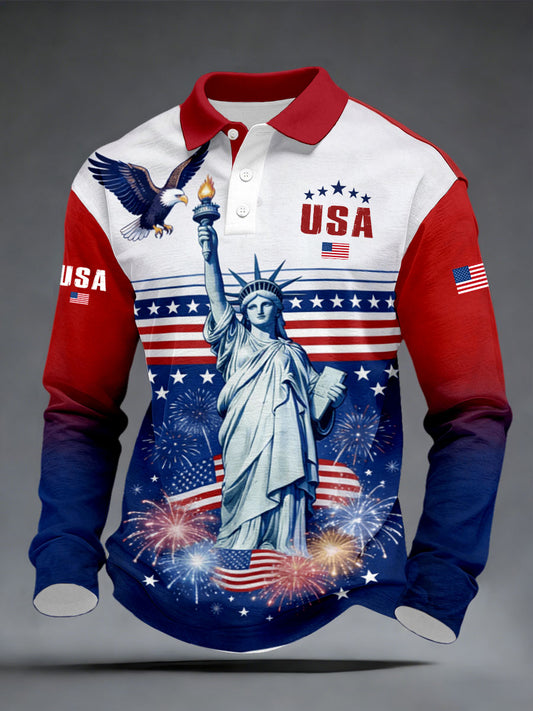 Men's USA Flag Statue of Liberty Patriotic Tops