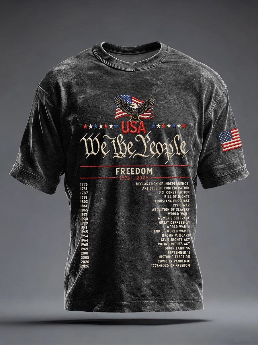 Men's USA 1776-2026 Print Vintage T-Shirt