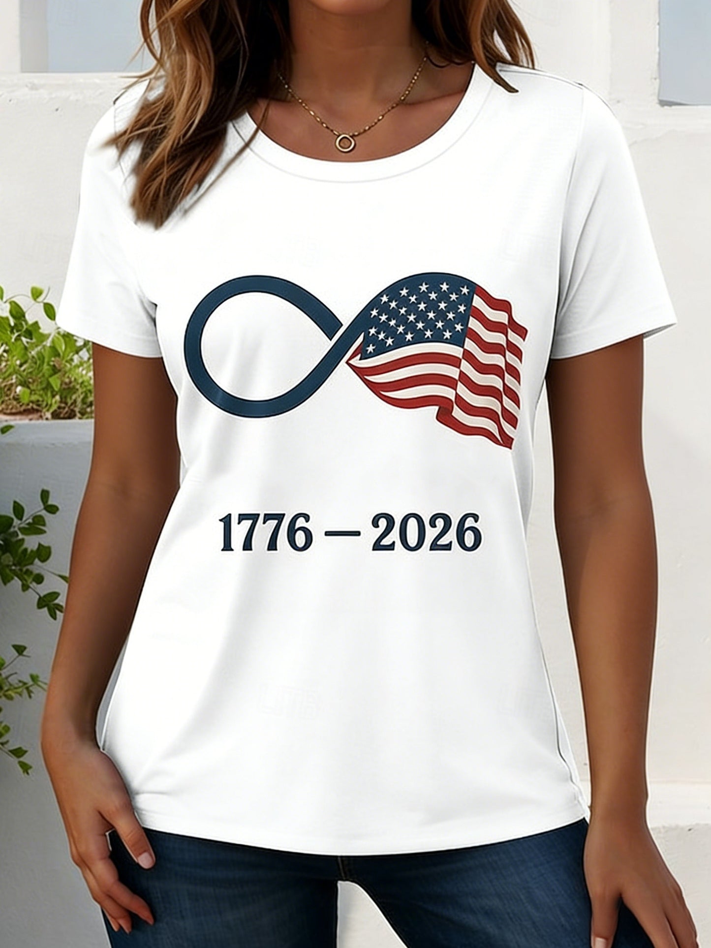 Women's Retro American Independence Day Short-Sleeve T-Shirt
