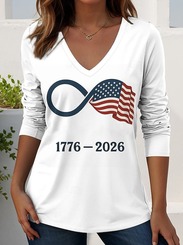 Women's Retro American Independence Day Long-Sleeve T-Shirt