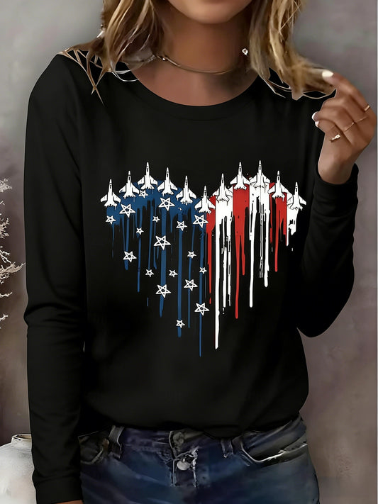 Women's Retro American Independence Day Long-Sleeve T-Shirt