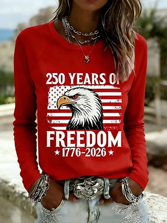 Women's Retro American Independence Day Long-Sleeve T-Shirt