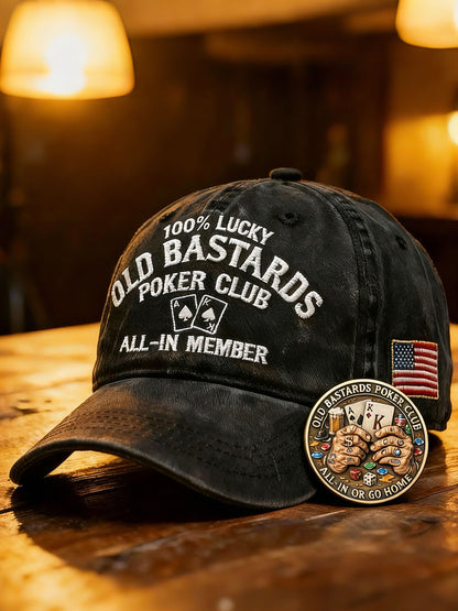 "100% Lucky Old Bastards Poker Club" Unisex Hats