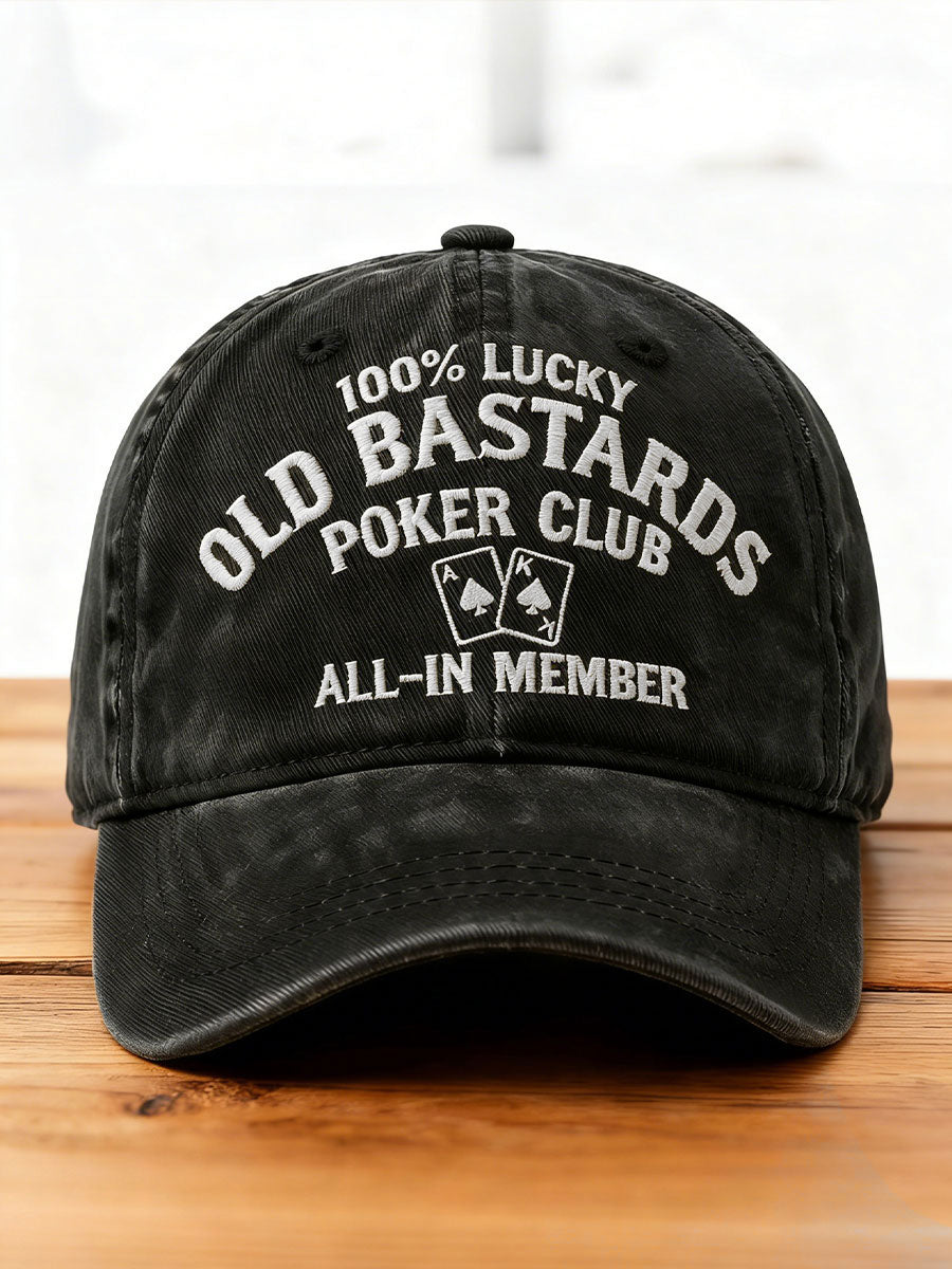 "100% Lucky Old Bastards Poker Club" Unisex Hats