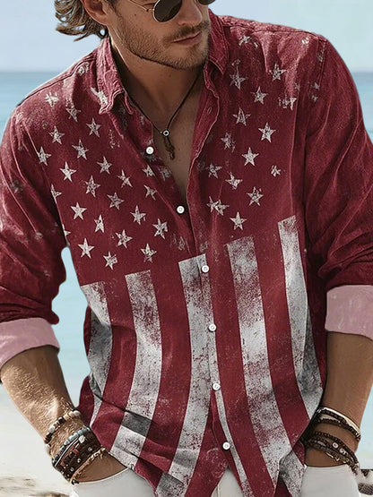 Men's American Patriots Print Casual Shirt