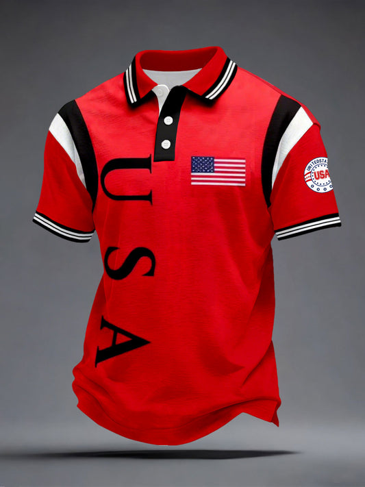 Men's American flag casual tops