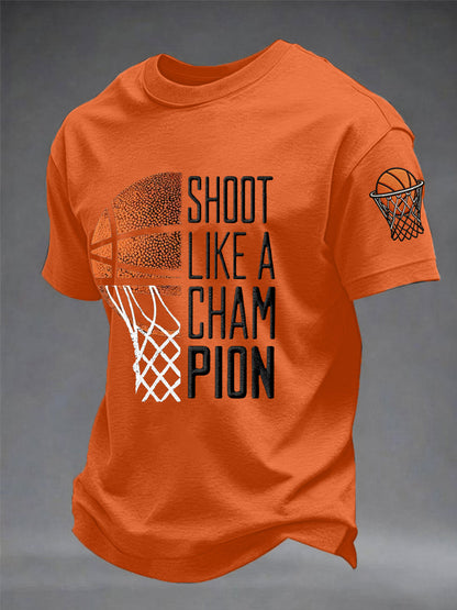 Men's Shoot Like A Champion Print Basketball Lovers Gameday Casual Tee
