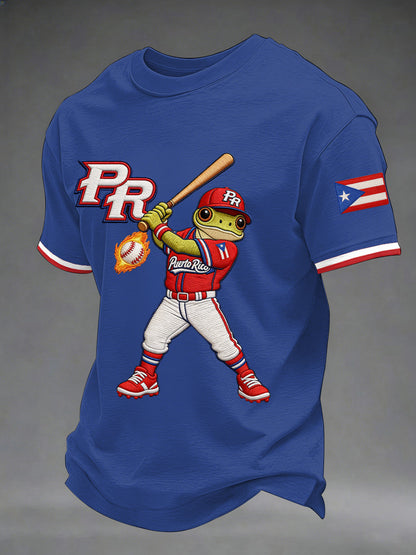 Men's Puerto Rico Baseball Print Casual Tee