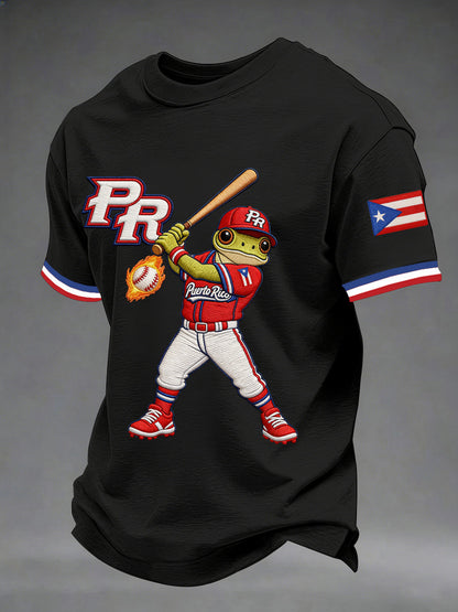 Men's Puerto Rico Baseball Print Casual Tee