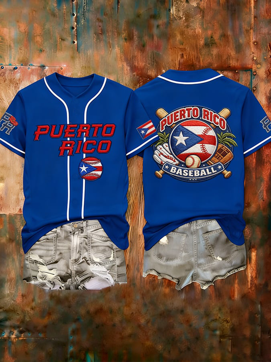 Women's Puerto Rico Baseball Short-sleeved T-shirt