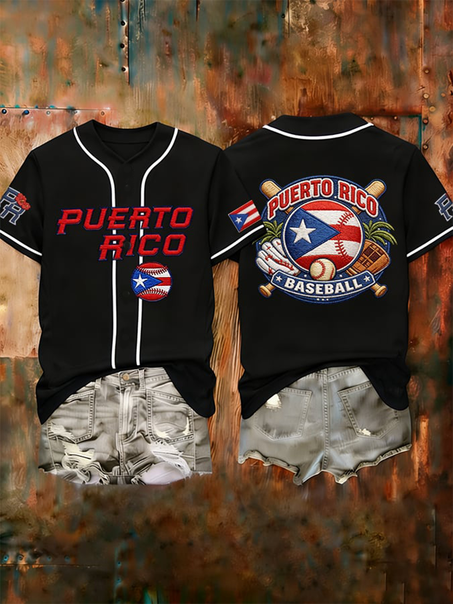 Women's Puerto Rico Baseball Short-sleeved T-shirt