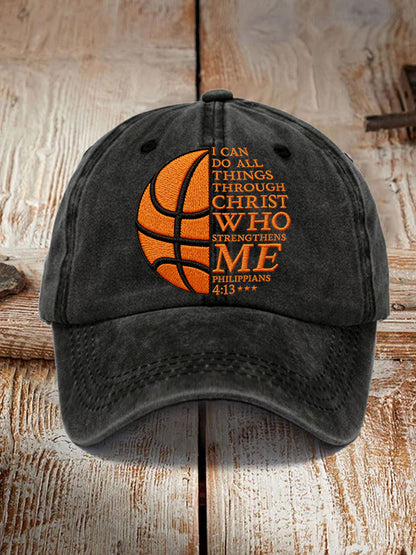 Unisex I Can Do All Things Through Christ Basketball Print Basketball Lovers Gameday Print Hat
