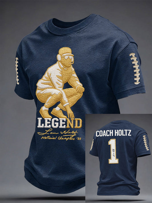 Men's Football Legend Coach Holtz Champion 88 Printed T-shirt