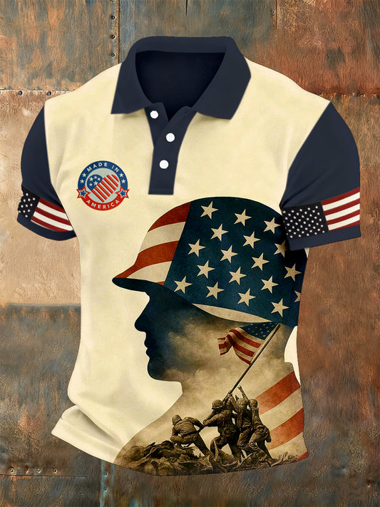 Men's American Patriotic Commemorative Print Polo Shirt