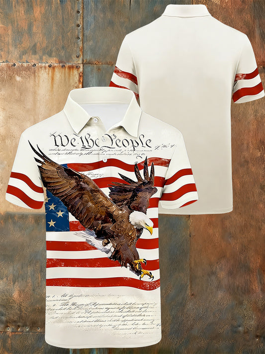 Men's American Patriotic Commemorative Print Polo Shirt