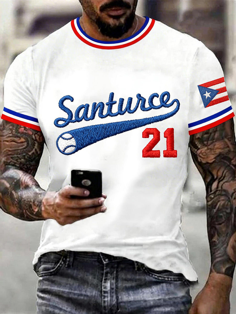 Men's Puerto Rico Baseball Short Sleeves T-shirt