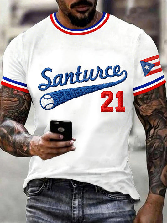 Men's Puerto Rico Baseball Short Sleeves T-shirt